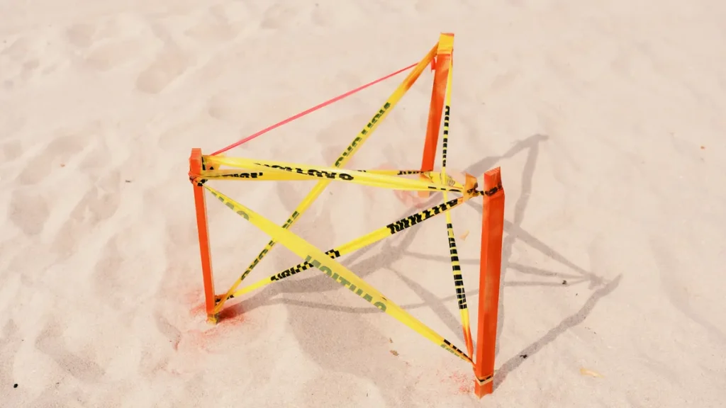 Caution tape marking off a ground area