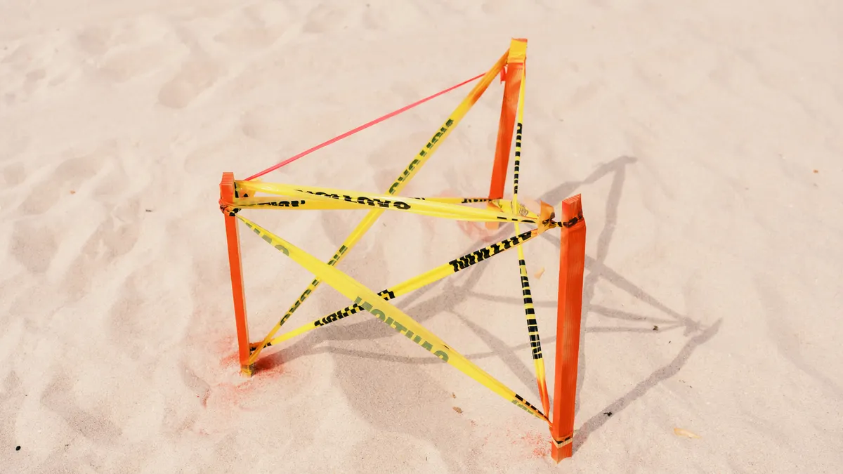 Caution tape marking off a ground area