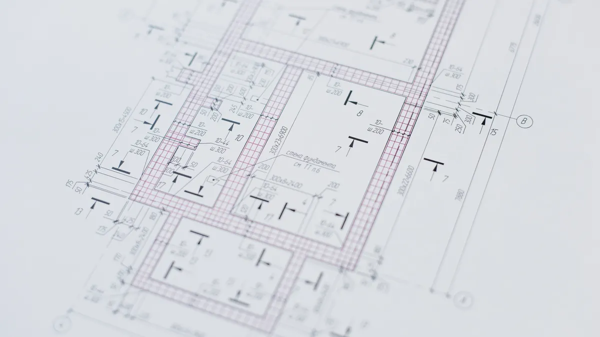 Architectural plan drawing with labeled rooms and lines